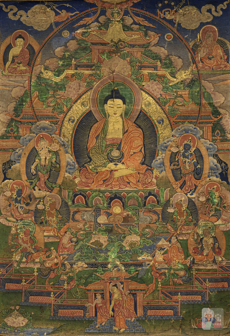 A THANGKA DEPICTING BUDDHA AMITABHA